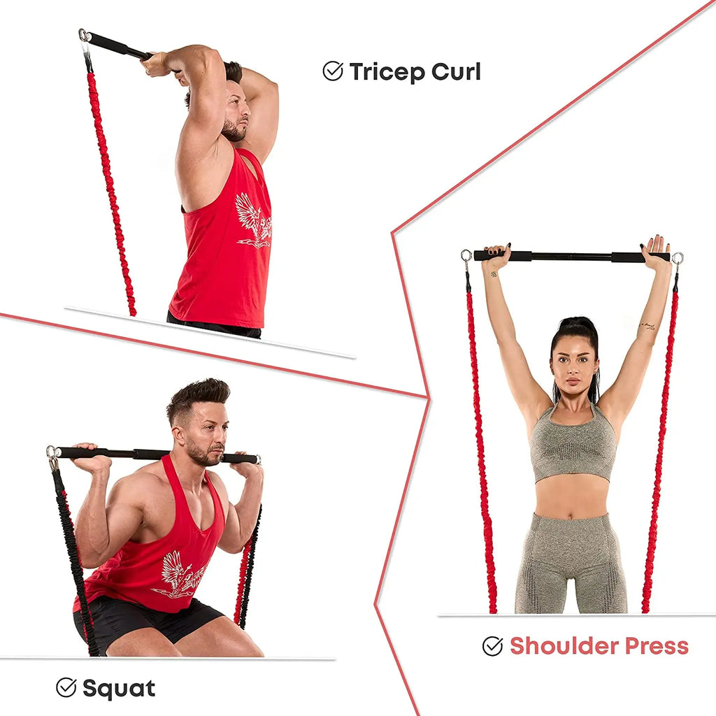 Barre d'entraînement, ensemble de bandes de résistance, Pilates, Yoga, corde de traction, extenseur d'entraînement, équipement de gymnastique pour la musculation à domicile