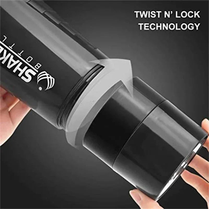 Shaker à protéines Portable avec récipient de stockage de poudre, tasse mélangeur de 500ml, bouteilles d'eau de Sport avec boule à fouet en fil, 1 pièce