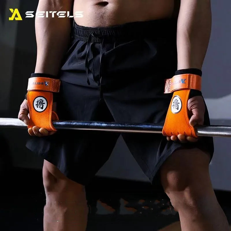 Coussinets de gymnastique coordonnants en cuir de vachette, poignées de gants, ceinture de puissance de poids, coussinets de levage, ceinture Deadlift, entraînement, protection de la l'hypothèse, Lu, 1 paire