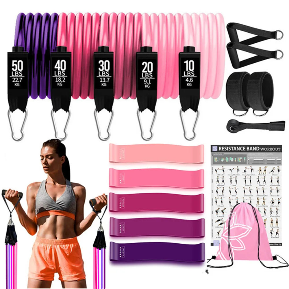 Barre d'entraînement, ensemble de bandes de résistance, Pilates, Yoga, corde de traction, extenseur d'entraînement, équipement de gymnastique pour la musculation à domicile