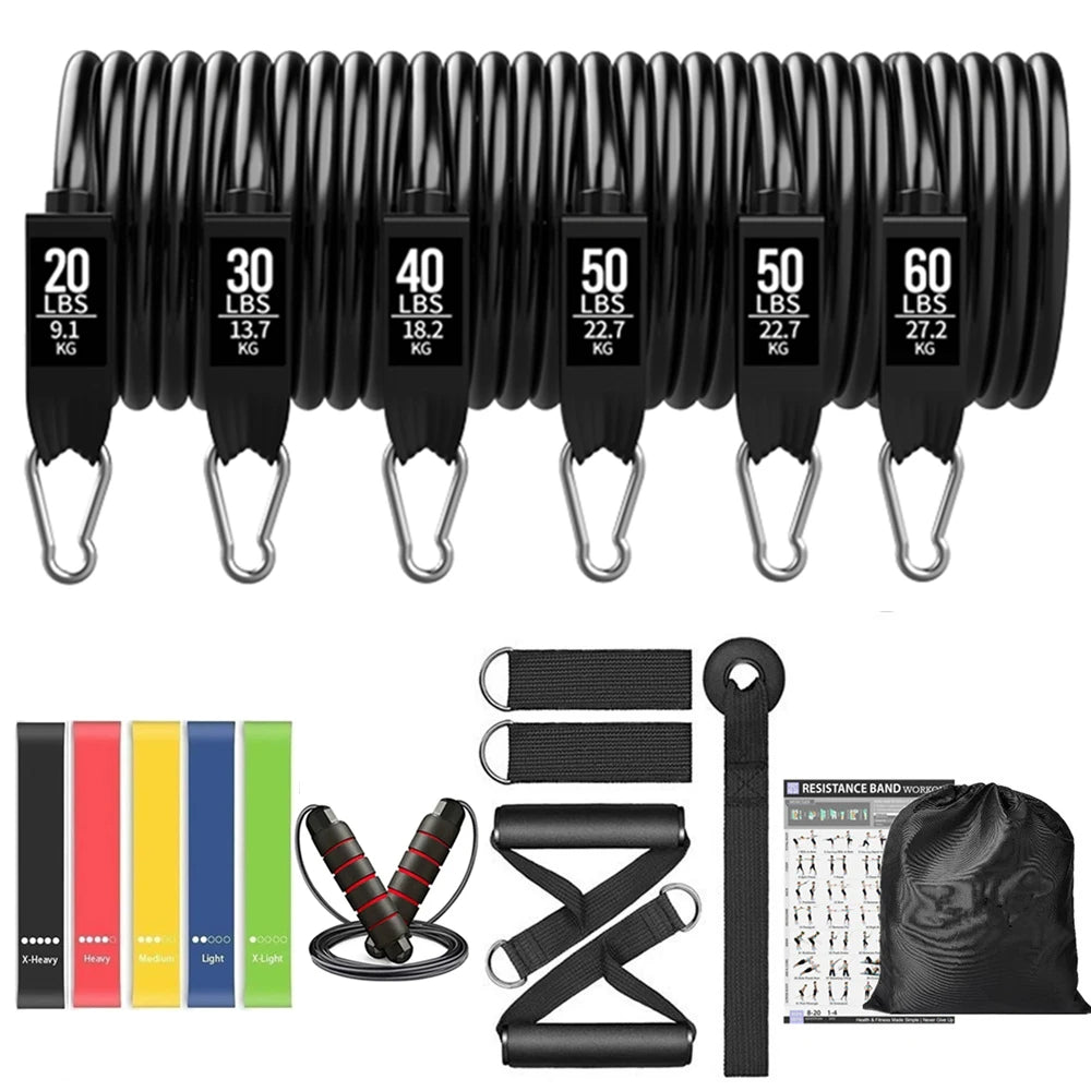 Barre d'entraînement, ensemble de bandes de résistance, Pilates, Yoga, corde de traction, extenseur d'entraînement, équipement de gymnastique pour la musculation à domicile