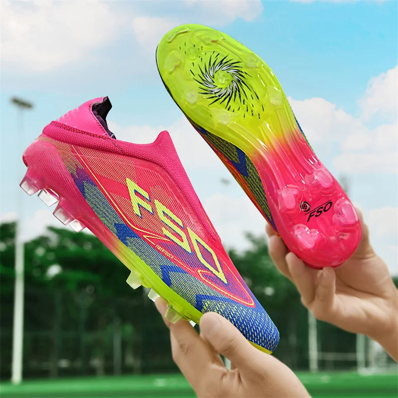 Nouveaux hommes bottes de Football antidérapantes chaussures de Football de haute qualité crampons d'herbe baskets de Futsal montantes Match intérieur vente chaude en plein air