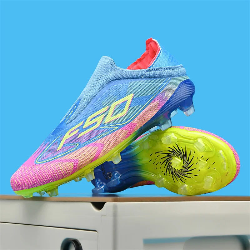 Nouveaux hommes bottes de Football antidérapantes chaussures de Football de haute qualité crampons d'herbe baskets de Futsal montantes Match intérieur vente chaude en plein air
