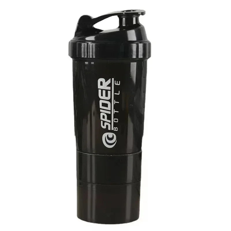 Shaker à protéines Portable avec récipient de stockage de poudre, tasse mélangeur de 500ml, bouteilles d'eau de Sport avec boule à fouet en fil, 1 pièce