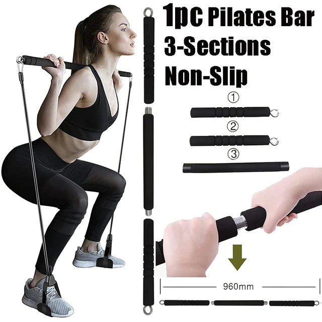 Barre d'entraînement, ensemble de bandes de résistance, Pilates, Yoga, corde de traction, extenseur d'entraînement, équipement de gymnastique pour la musculation à domicile