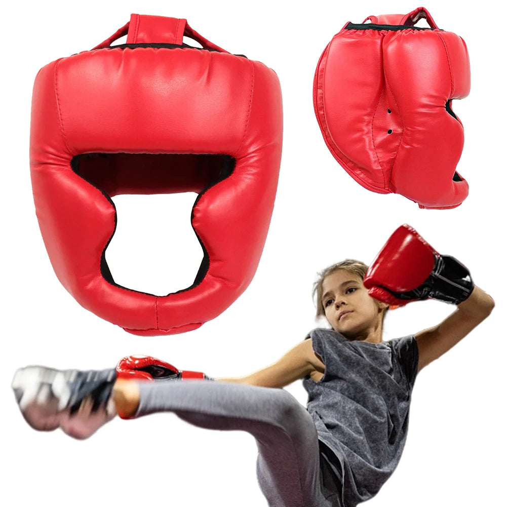 Adultes/enfant MMA sécurité gants de boxe casque tête équipement protecteurs gants en cuir PU enfants boxe formation Kickboxing Boxer cible